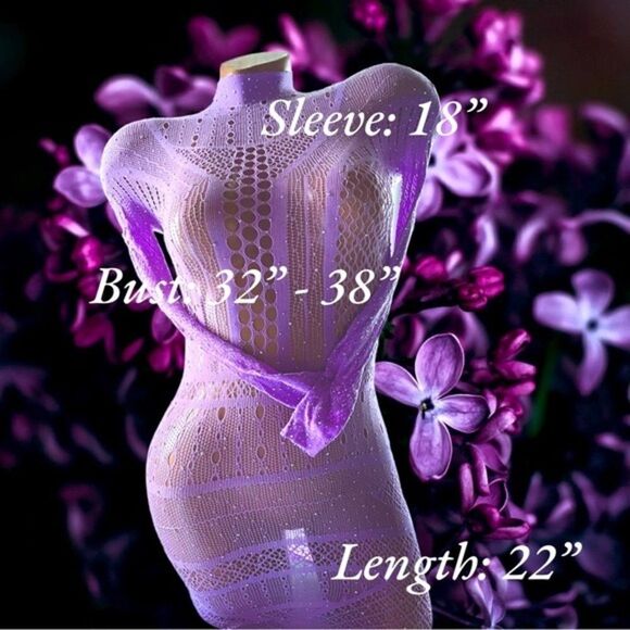 Feels Good On l Violet High neck Dress l Rhinestone Throughout l Long sleeve New - Picture 3 of 9